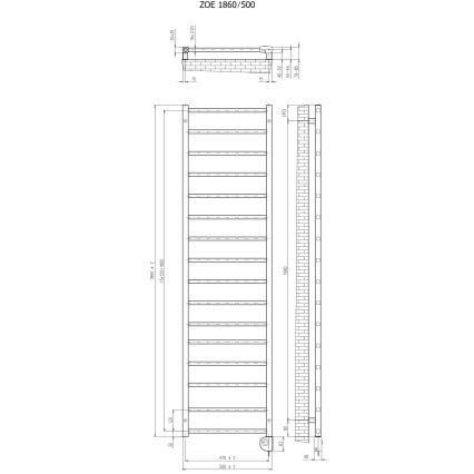 Vertaduro - Radiateur de salle de bains avec thermostat ZOE 400W 186x50 cm anthracite
