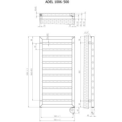 Vertaduro - Radiateur de salle de bains thermostatique ADEL 400W 100x50 cm noir