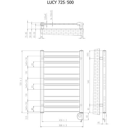 Vertaduro - Radiateur de salle de bains thermostatique LUCY 400W 73x50 cm taupe