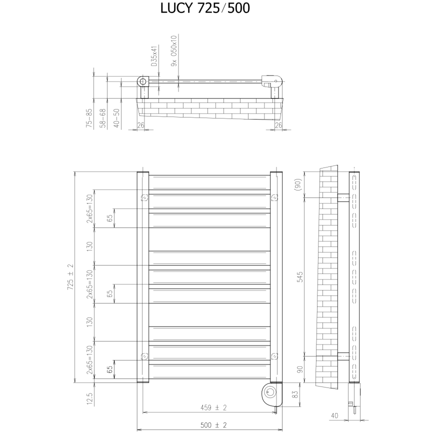 Vertaduro - Radiateur de salle de bains thermostatique LUCY 400W 73x50 cm taupe