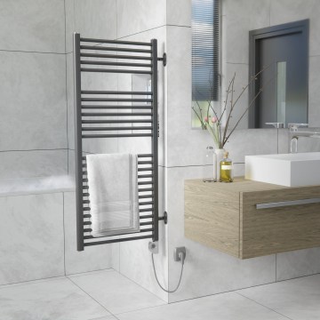 Vertaduro - Radiateur pivotant de salle de bains avec thermostat MEG 600W 118x50 cm anthracite