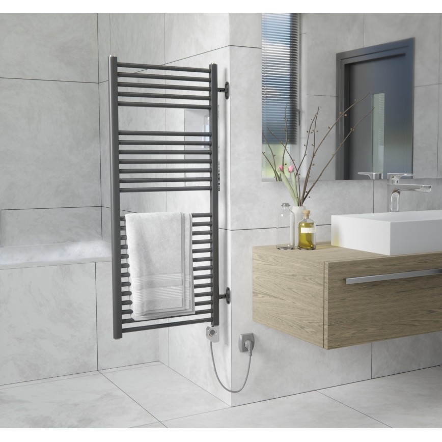 Vertaduro - Radiateur sèche-serviettes avec thermostat MEG 600 W 118 x 50 cm anthracite