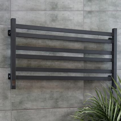 Vertaduro - Sèche-serviettes électrique avec thermostat AVA 181W/230V 50x90 cm IP44 noir, côté droit