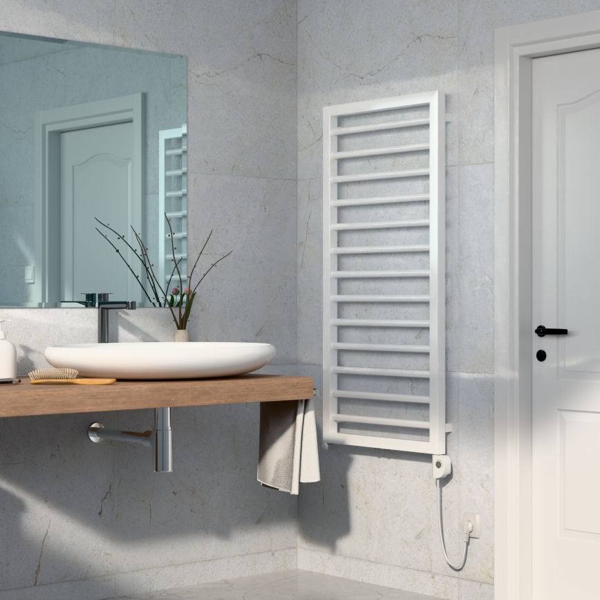 Vertaduro - Sèche-serviettes avec thermostat ADEL 600 W 128 x 50 cm blanc