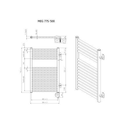 Vertaduro - Sèche-serviettes avec thermostat MEG 400W 78x50 cm anthracite