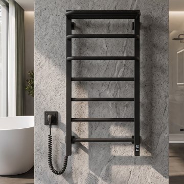Vertaduro - Sèche-serviettes électrique avec thermostat DOR 155W/230V 80x48 cm IP44 noir, version gauche
