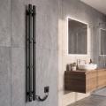 Vertaduro - Sèche-serviettes électrique avec thermostat VEO 70W/230V 120x9 cm IP44, noir, côté droit