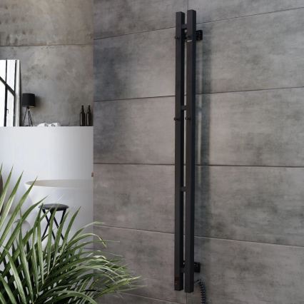 Vertaduro - Sèche-serviettes électrique avec thermostat VEO 70W/230V 120x9 cm IP44, noir, côté droit