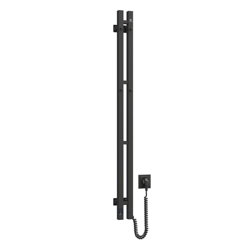 Vertaduro - Sèche-serviettes électrique avec thermostat VEO 70W/230V 120x9 cm IP44, noir, côté droit