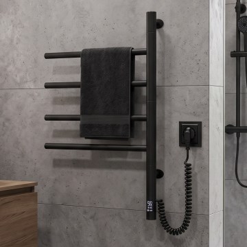 Vertaduro - Sèche-serviettes électrique pivotant avec thermostat ARA 60W/230V 65x49 cm IP44 noir