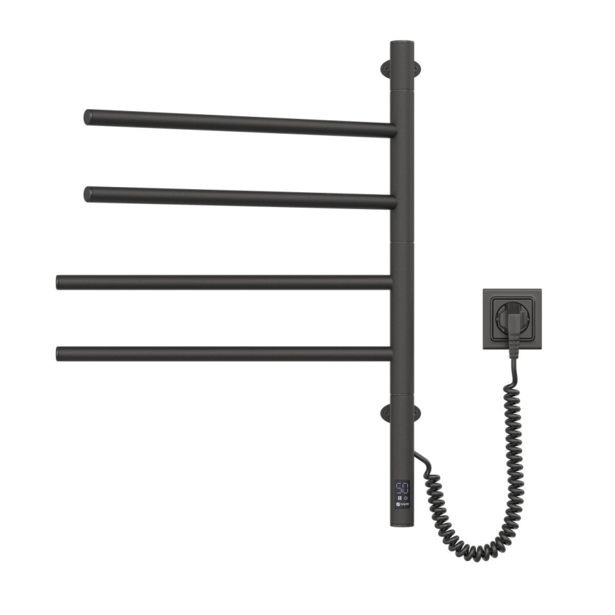 Vertaduro - Sèche-serviettes électrique pivotant avec thermostat ARA 60W/230V 65x49 cm IP44 noir