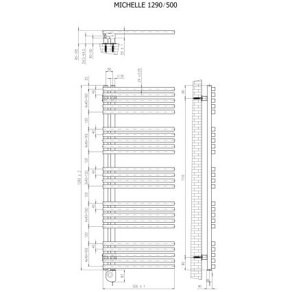 Vertaduro - Sèche-serviettes MICHELLE 600 W avec thermostat 129 x 50 cm anthracite