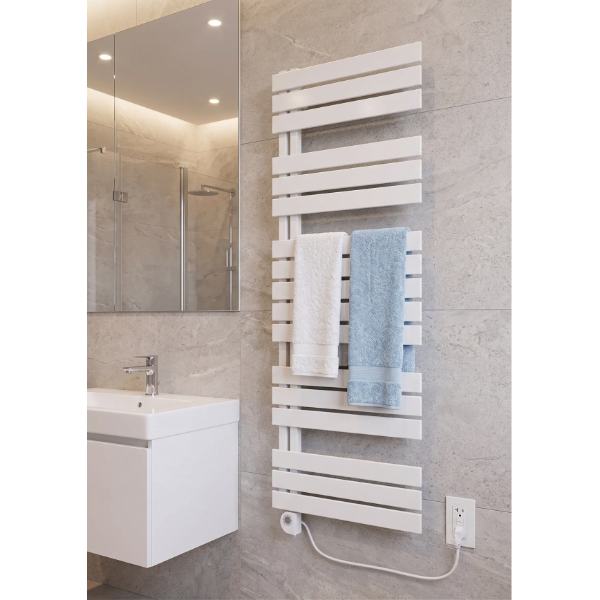 Vertaduro - Sèche-serviettes ZIVA avec thermostat, 800 W, 177x50 cm, blanc