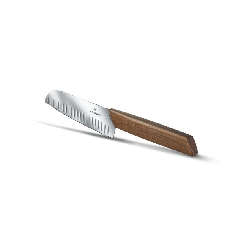 Victorinox - Couteau santoku de cuisine SWISS MODERN 17 cm, manche en noyer