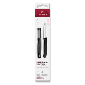 Victorinox - Ensemble couteau de cuisine et épluche-légumes SWISS CLASSIC noir