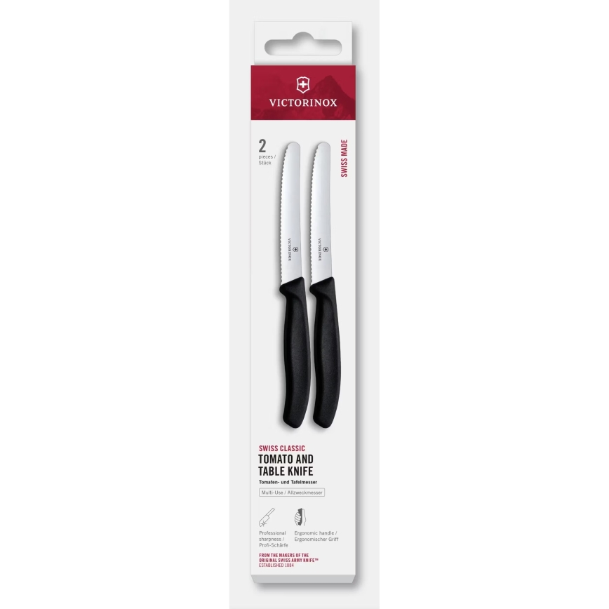 Victorinox - Ensemble de 2 couteaux à légumes SWISS CLASSIC 11 cm, noir