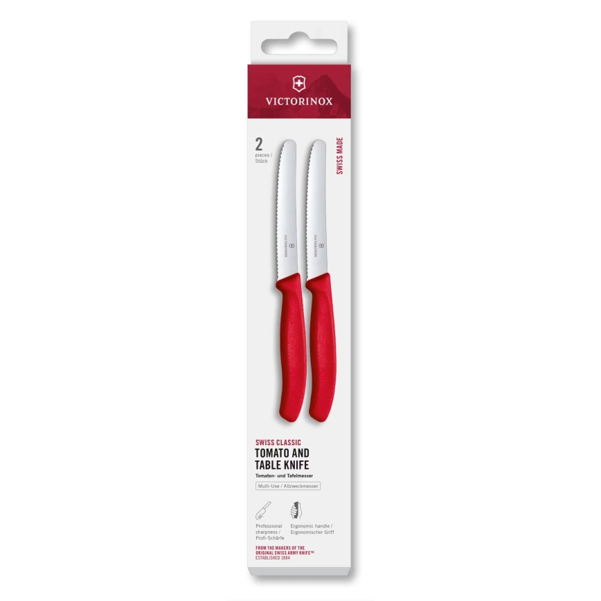 Victorinox - Ensemble de 2 couteaux à légumes SWISS CLASSIC 11 cm, rouge