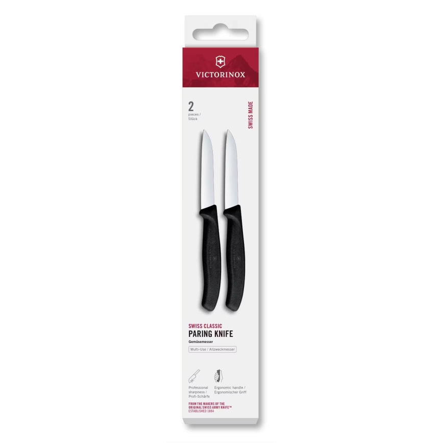 Victorinox - Ensemble de 2 couteaux à légumes SWISS CLASSIC 8 cm, noir