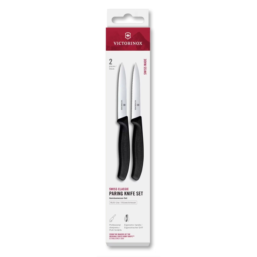 Victorinox - Ensemble de 2 couteaux à légumes SWISS CLASSIC, lame 10 cm, poignée noire