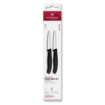 Victorinox - Ensemble de 2 couteaux à légumes SWISS CLASSIC, lame 8 cm, noir