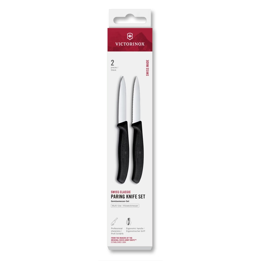 Victorinox - Ensemble de 2 couteaux à légumes SWISS CLASSIC, lame 8 cm, noir