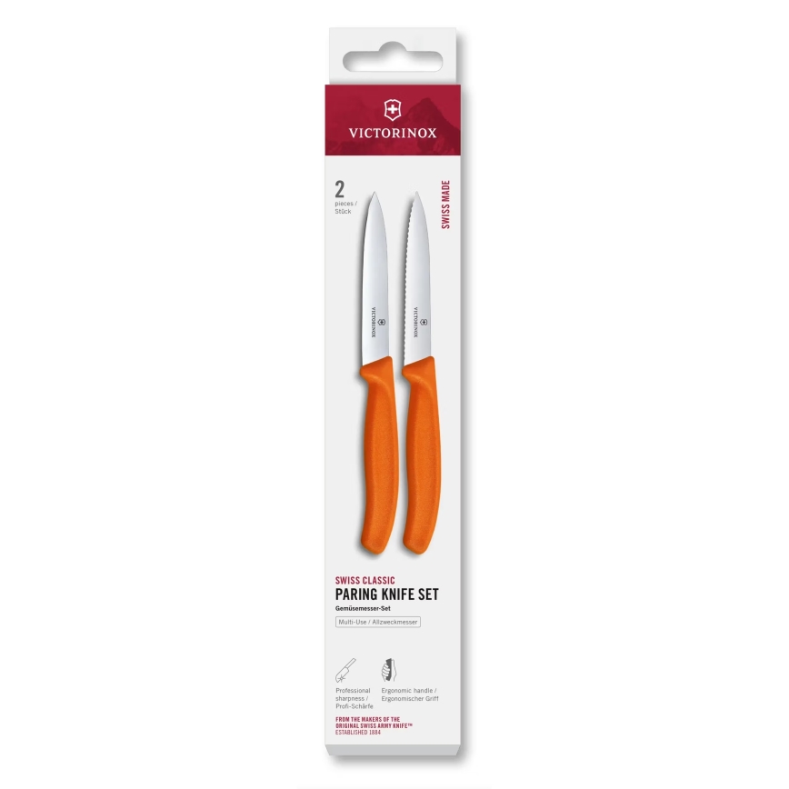 Victorinox - Ensemble de 2 couteaux à légumes SWISS CLASSIC, lame de 10 cm, orange