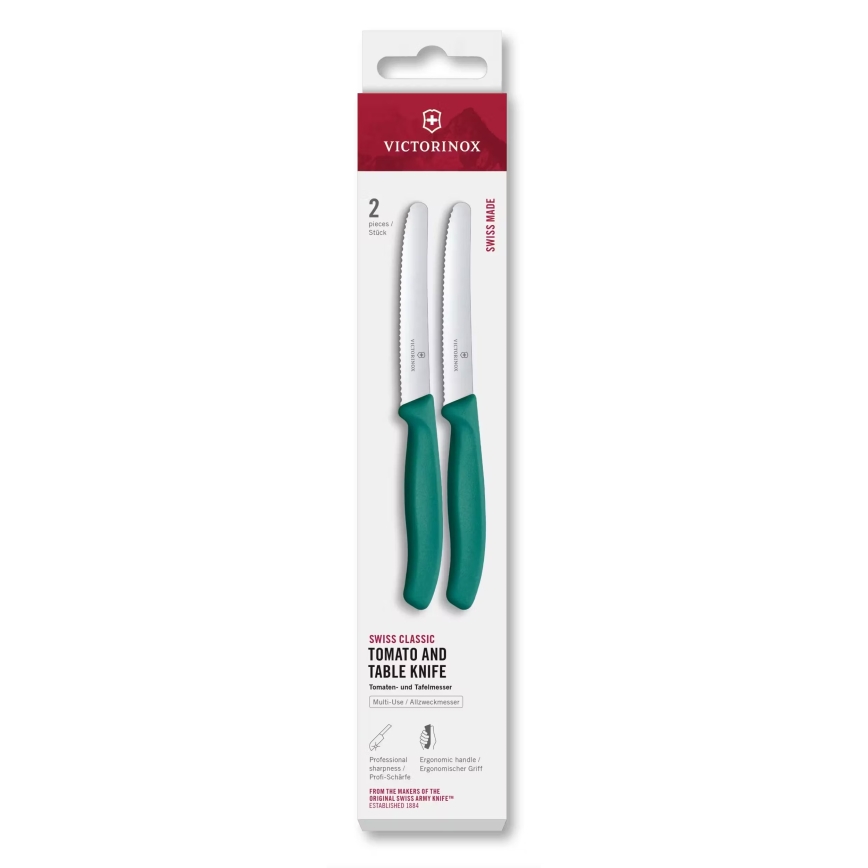 Victorinox - Ensemble de 2 couteaux à légumes SWISS CLASSIC, lame de 11 cm, turquoise
