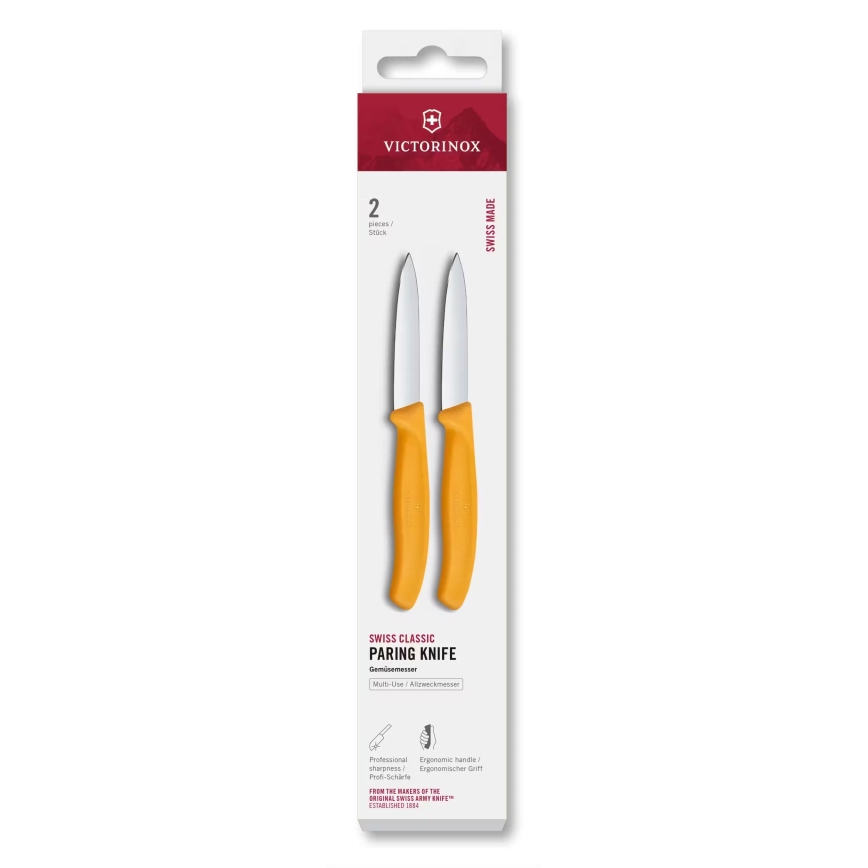 Victorinox - Ensemble de 2 couteaux à légumes SWISS CLASSIC, lame de 8 cm, jaune