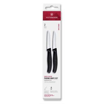 Victorinox - Ensemble de 2 couteaux à légumes SWISS CLASSIC, lame de 8 cm, noirs