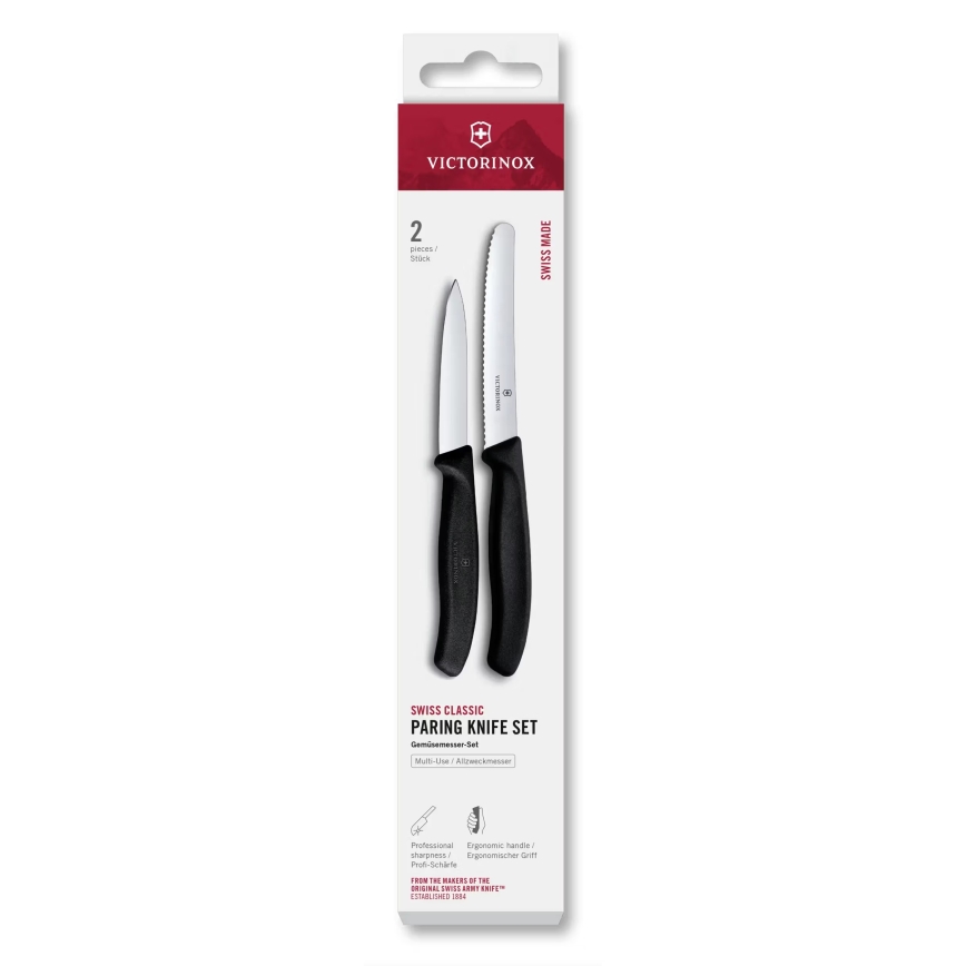 Victorinox - Ensemble de 2 couteaux à légumes SWISS CLASSIC, noir