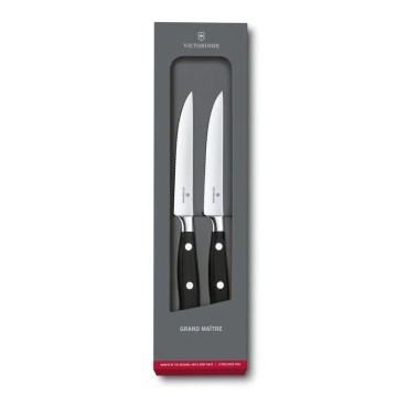 Victorinox - Ensemble de 2 couteaux à steak GRAND MAITRE, lames de 12 cm, noirs