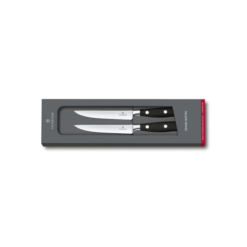 Victorinox - Ensemble de 2 couteaux à steak GRAND MAITRE, lames de 12 cm, noirs