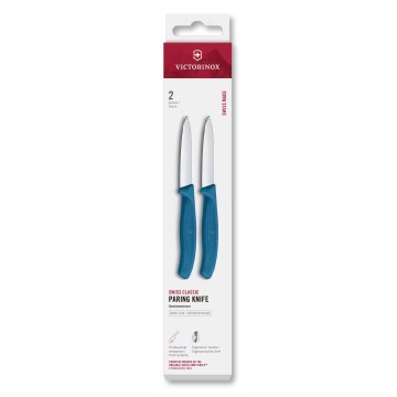 Victorinox - Ensemble de 2 couteaux d'office SWISS CLASSIC, lame 8 cm, bleu