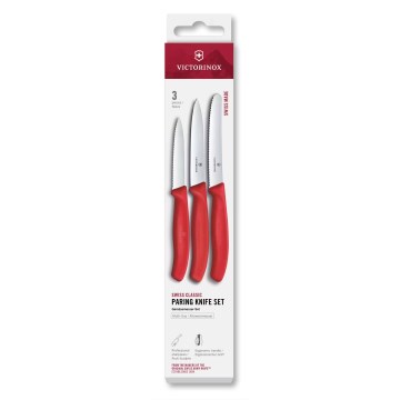 Victorinox - Ensemble de 3 couteaux à légumes SWISS CLASSIC, rouge