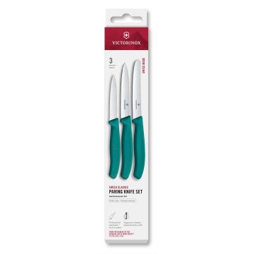 Victorinox - Ensemble de 3 couteaux à légumes SWISS CLASSIC, turquoise