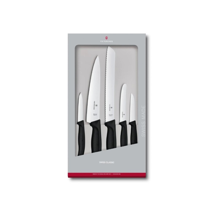 Victorinox - Ensemble de 5 couteaux de cuisine SWISS CLASSIC, noir