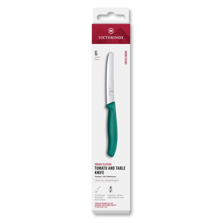 Victorinox - Ensemble de 6 couteaux à légumes SWISS CLASSIC 11 cm turquoise