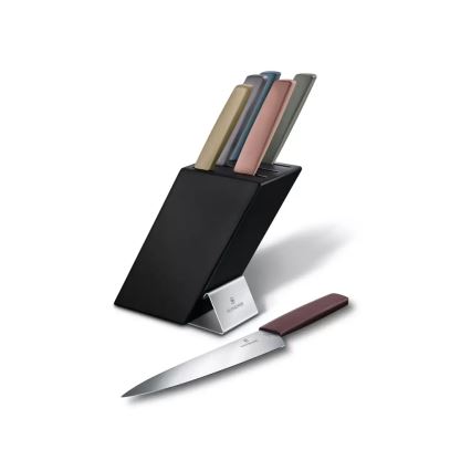 Victorinox - Ensemble de 7 couteaux de cuisine SWISS MODERN avec bloc, hêtre/multicolore