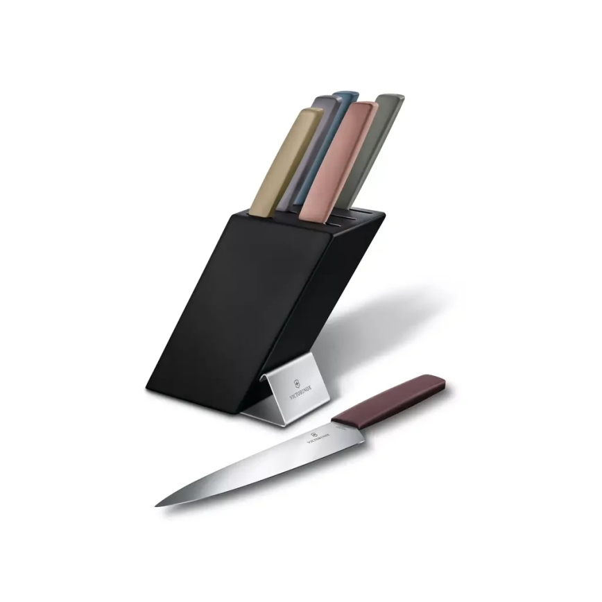 Victorinox - Ensemble de 7 couteaux de cuisine SWISS MODERN avec bloc, hêtre/multicolore