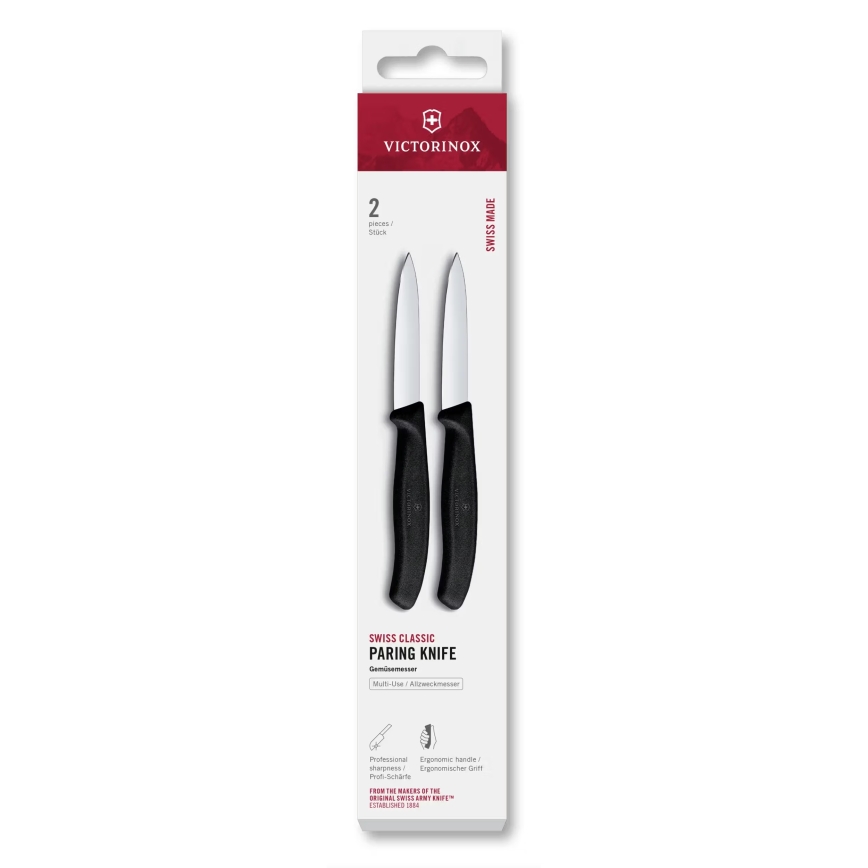 Victorinox - Ensemble de couteaux à légumes SWISS CLASSIC 8 cm, 2 pièces, noir