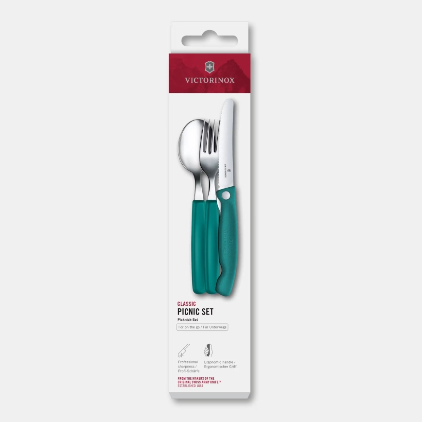 Victorinox - Ensemble de couverts SWISS CLASSIC pour pique-nique, 3 pièces, turquoise
