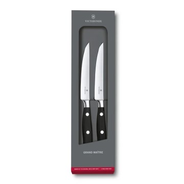 Victorinox - Lot de 2 couteaux à steak GRAND MAITRE 12 cm, noirs