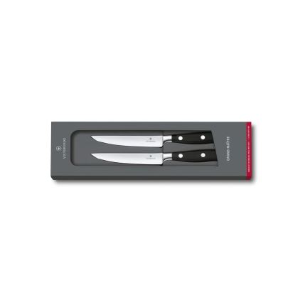 Victorinox - Lot de 2 couteaux à steak GRAND MAITRE 12 cm, noirs