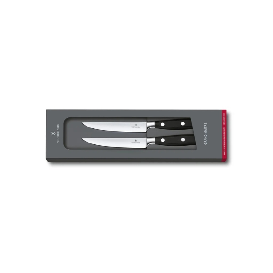 Victorinox - Lot de 2 couteaux à steak GRAND MAITRE 12 cm, noirs