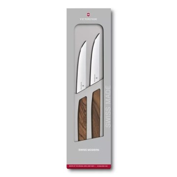 Victorinox - Set de 2 couteaux à steak SWISS MODERN 12 cm, manche en noyer
