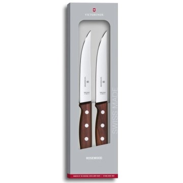 Victorinox - Set de 2 couteaux à steak WOOD, lame 14 cm, manche en érable