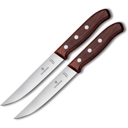 Victorinox - Set de 2 couteaux à steak WOOD, lame 14 cm, manche en érable