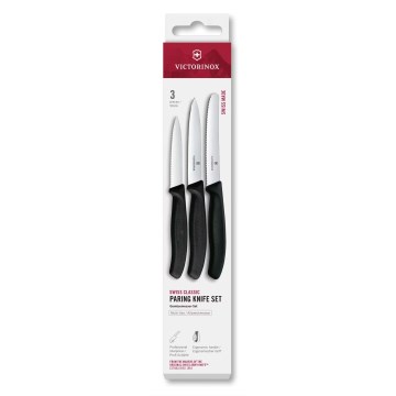 Victorinox - Set de 3 couteaux à légumes SWISS CLASSIC, noir