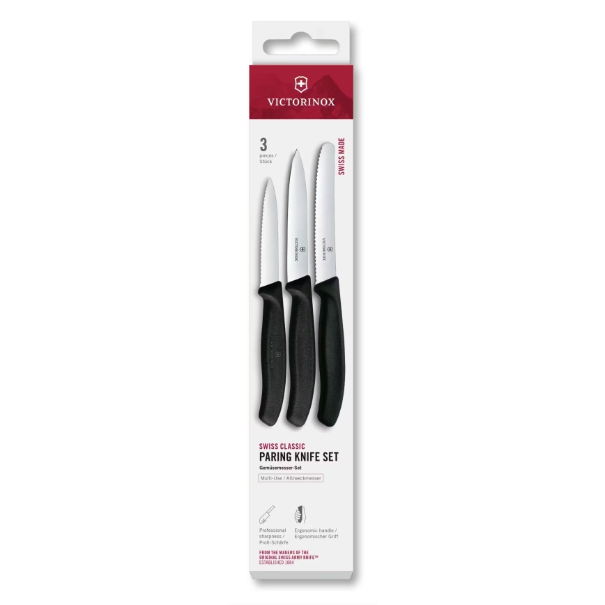 Victorinox - Set de 3 couteaux à légumes SWISS CLASSIC, noir
