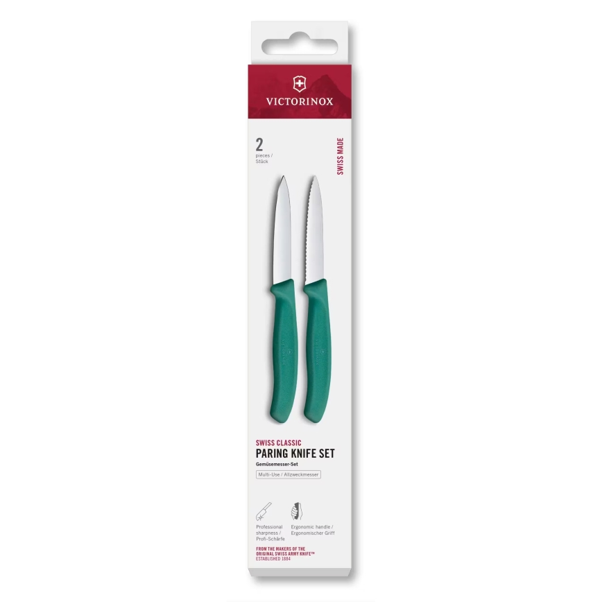 Victorinox - Set de couteaux à légumes SWISS CLASSIC 8 cm, 2 pièces, turquoise